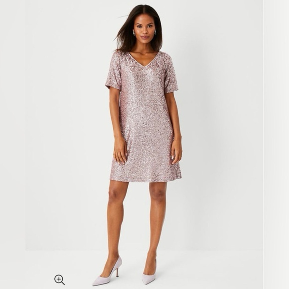 Ann Taylor Pink Sequin Shift Dress